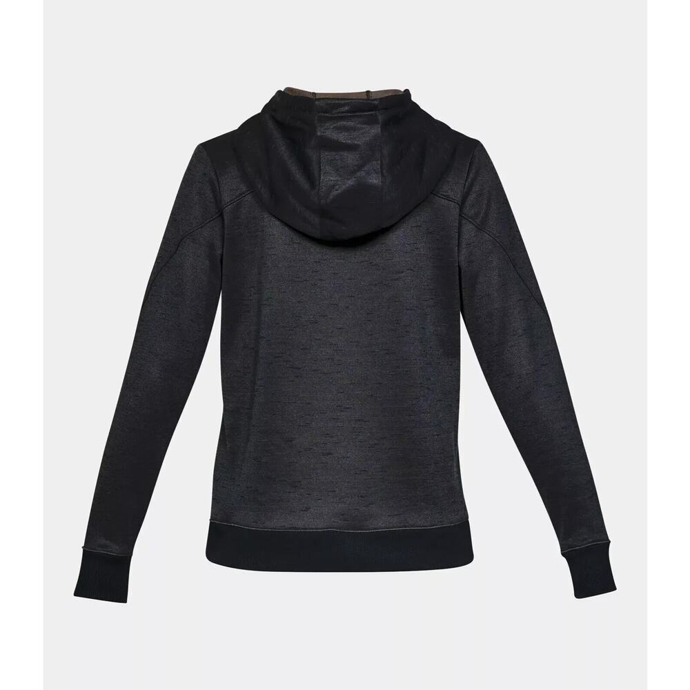 Under Armour ColdGear Fleece Hoodie Women XS Charcoal Big Logo Pullover New - Picture 4 of 13